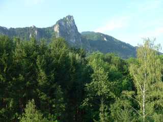 Blik op de Nockstein vanuit onze kamer in het pension