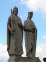 Aan het einde van de burcht in Veszprém staat dit enorme Szent István-en-Gizella-monument